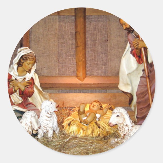 Nativity Scene/Holy Family Classic Round Sticker (Front)