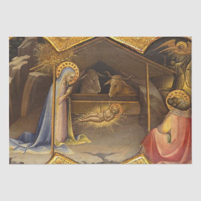 Nativity Scene in Gold  Tissue Paper (Front)