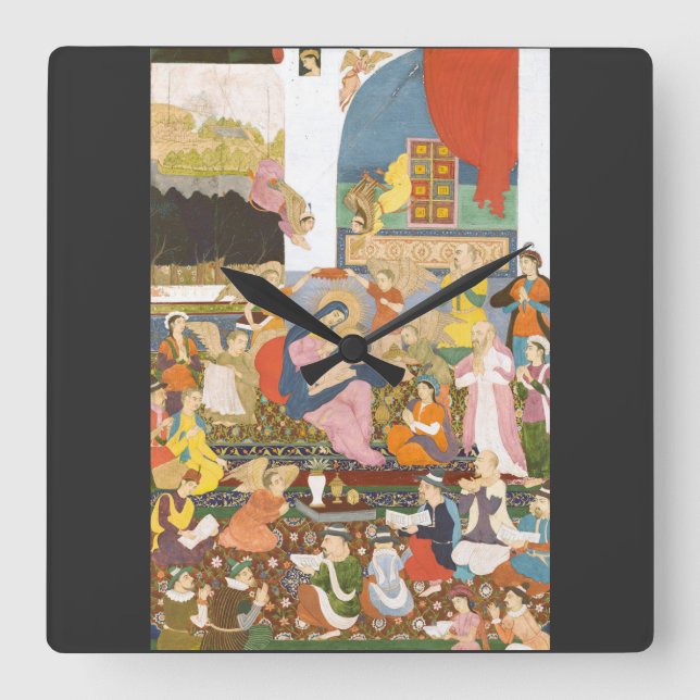 Nativity scene in indian style square wall clock (Front)