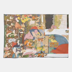 Nativity scene in indian style tea towel