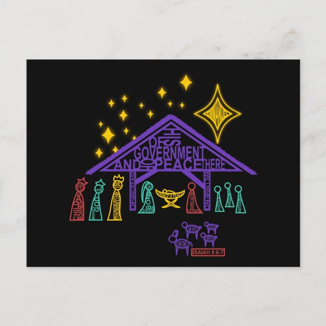 Nativity Scene - Isaiah 9:6-7 Christmas Holiday Postcard (Front)