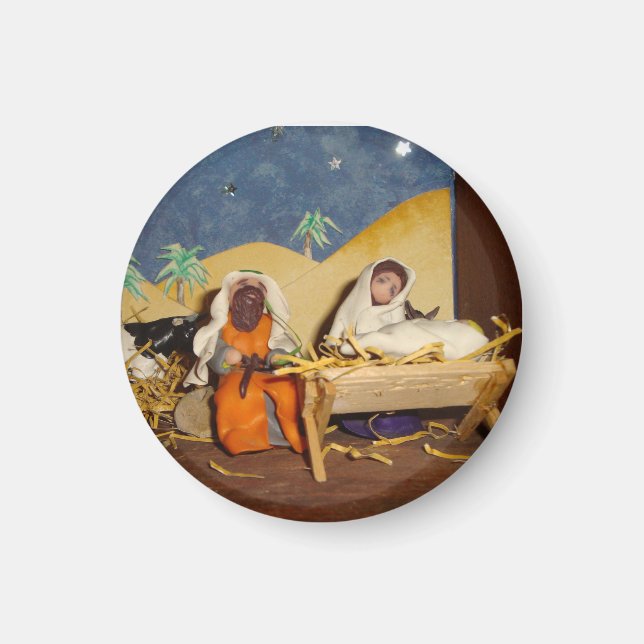 nativity scene Jesus Mary Joseph stable christmas Magnet (Front)