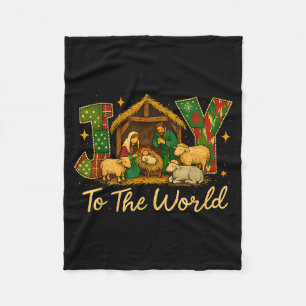 Nativity Scene Joy To The World – Christmas Faith  Fleece Blanket