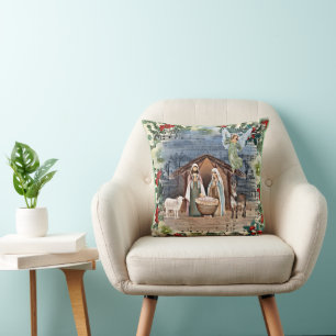 Nativity Scene, Joy to the World, Cushion