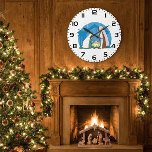 Nativity Scene  Large Clock
