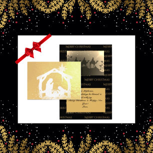 Nativity Scene Luxury Gold Christmas Foil Card