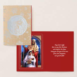 Nativity Scene Luxury Real Foil Christmas Cards