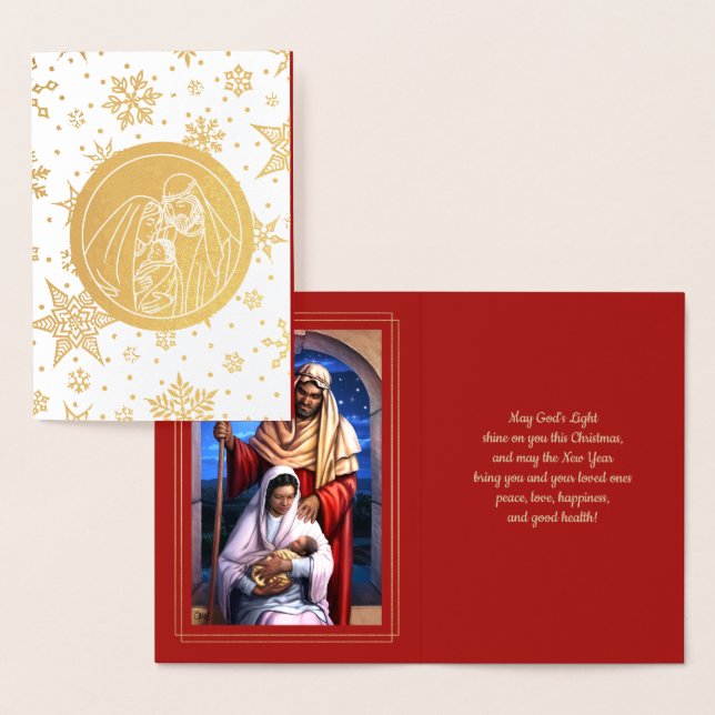 Nativity Scene Luxury Real Foil Christmas Cards (Display)