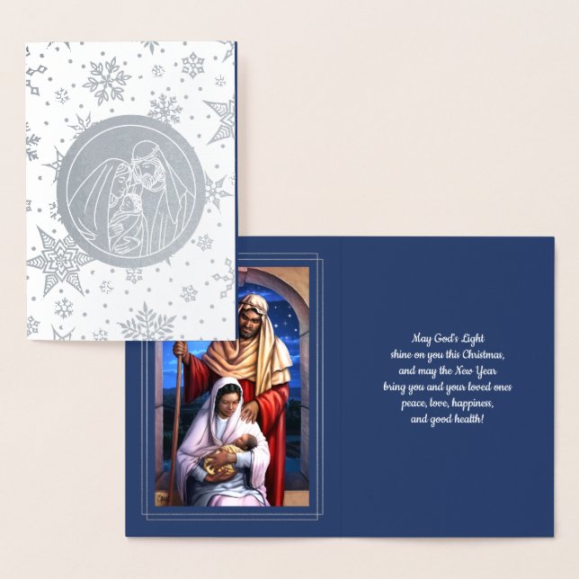 Nativity Scene Luxury Real Foil Christmas Cards (Display)