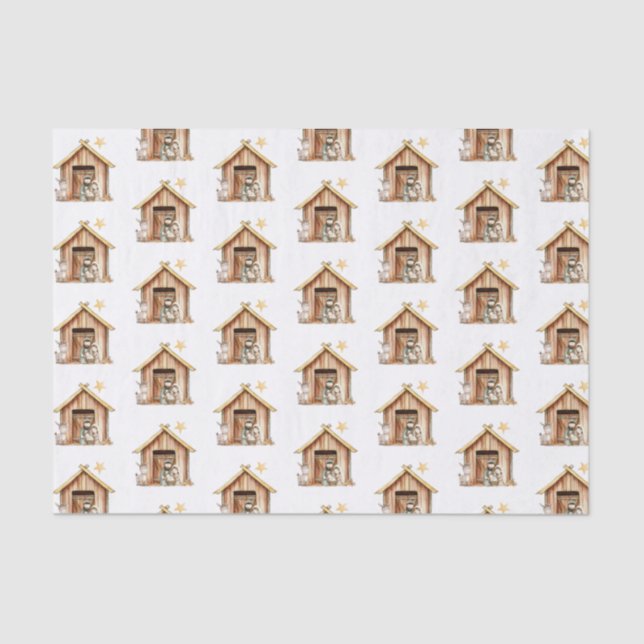 Nativity Scene Mary Joseph Baby Jesus Christmas Tissue Paper (Front)