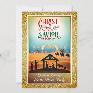 Nativity Scene "Merry Christmas & Happy New Year" Holiday Card