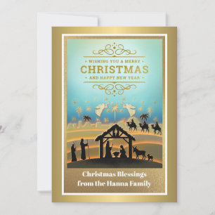 Nativity Scene "Merry Christmas & Happy New Year" Holiday Card