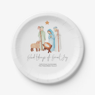 Nativity Scene Name Glad Tidings Of Great Joy Paper Plate