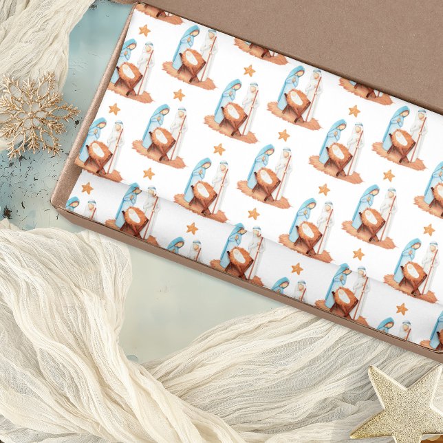 Nativity Scene Pattern Mary Joseph Jesus Christmas Tissue Paper (Nativity Scene Tissue paper)