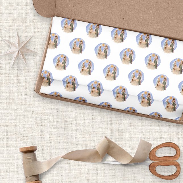 Nativity Scene Pattern Name Christmas Blessings Tissue Paper (Creator Uploaded)
