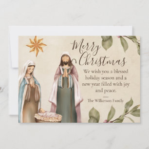 Nativity Scene Religious Christmas  Holiday Card