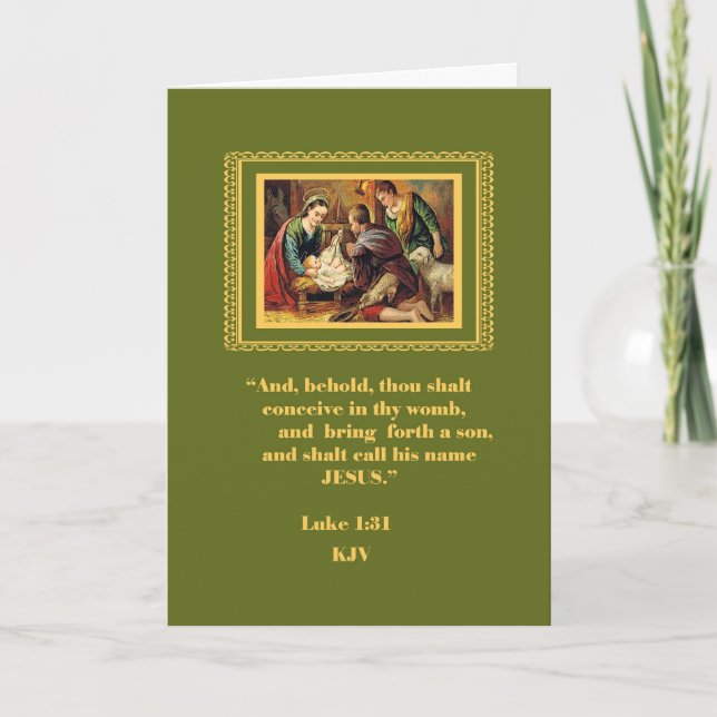 Nativity Scene  Retro Christmas Card (Front)