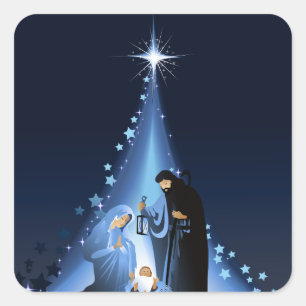 Nativity scene square sticker