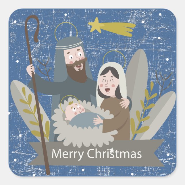 Nativity scene    square sticker (Front)