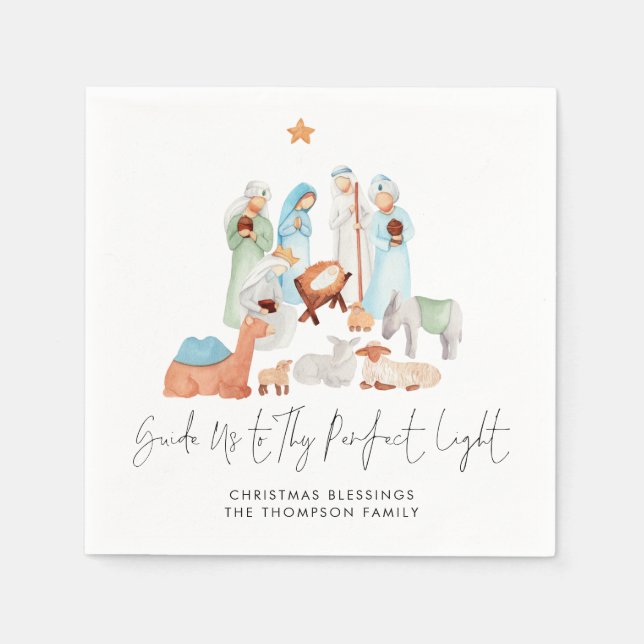 Nativity Scene Three Kings Lyric Script Name Napkin (Front)