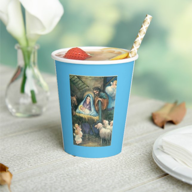 Nativity Scene Vintage Christmas  Paper Cups (Insitu)