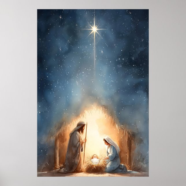 Nativity Scene Wall Art Nativity Art Jesus Artwork (Front)