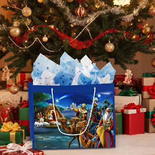 Nativity scene with wise men Christmas Holiday Large Gift Bag