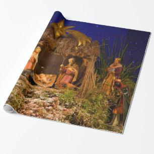 Nativity scene wrapping paper
