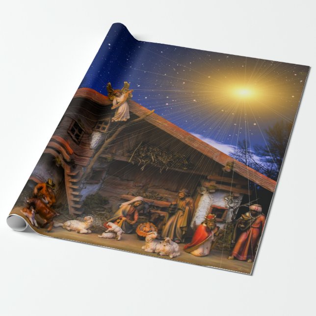 Nativity Scene Wrapping Paper (Unrolled)