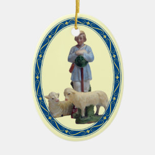 Nativity Shepherd with Sheep Ceramic Tree Decoration