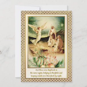 Nativity Shepherds & Angels Golden Christmas Invitation