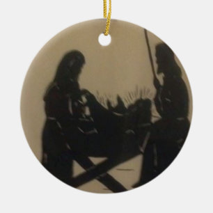 NATIVITY SILHOUETE CHRISTMAS ORNAMENT" CERAMIC ORN ORNAMENT