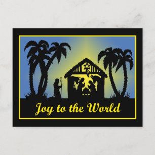 Nativity Silhouette Joy to the World Holiday Postcard