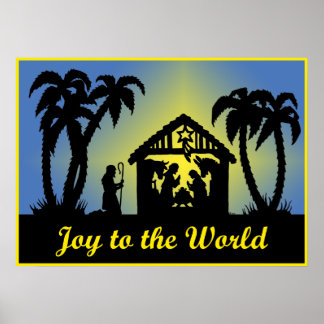 Nativity Silhouette Joy to the World Poster