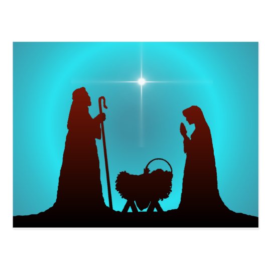 NATIVITY SILHOUETTE & STAR by SHARON SHARPE Postcard