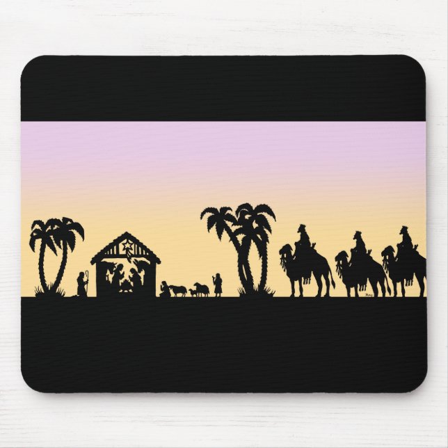 Nativity Silhouette Wise Men on the Horizon Mouse Pad (Front)