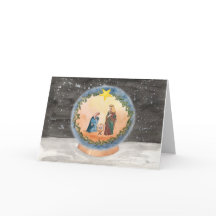 Nativity Snow Globe Christmas Card