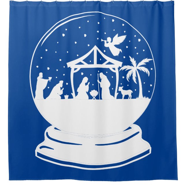 Nativity Snow Globe Shower Curtain (Front)