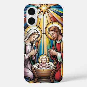 Nativity Stained Glass Art – Holy Family Christmas iPhone 16 Case