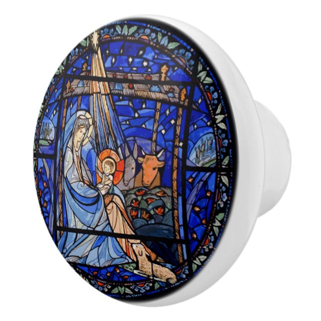 Nativity Stained Glass Ceramic Knob (Right)