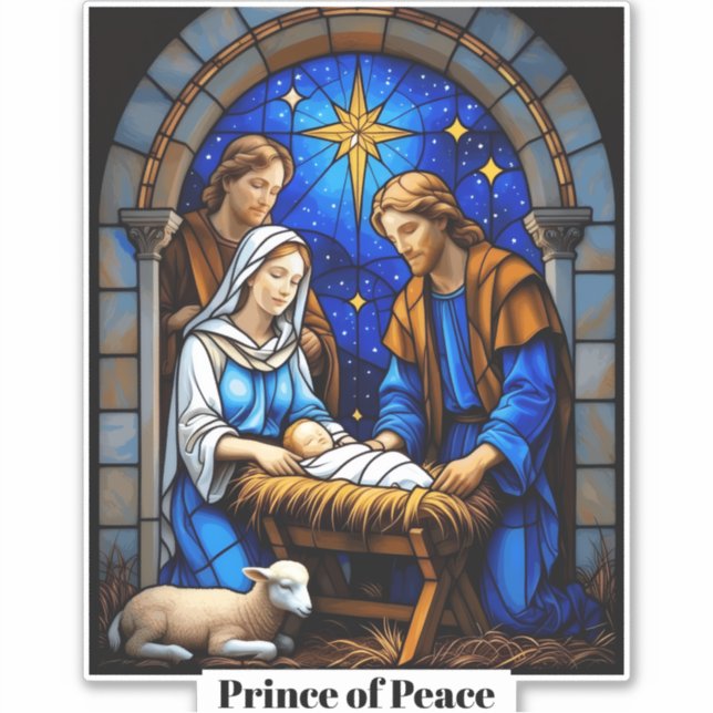 Nativity Stained Glass Christmas Window (Front)