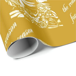 Nativity Stained Glass- Gold Wrapping Paper