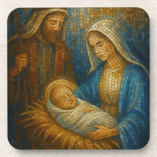 Nativity Stained Glass Mosaic Holy Family Coaster