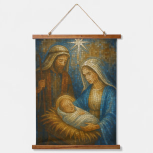 Nativity Stained Glass Mosaic   Holy Family  Hanging Tapestry