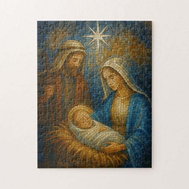 Nativity Stained Glass Mosaic | Holy Family  Jigsaw Puzzle (Vertical)