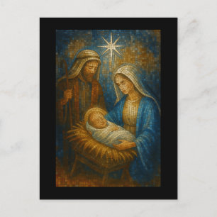 Nativity Stained Glass Mosaic Holy Family Postcard