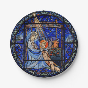 Nativity Stained Glass Paper Plate