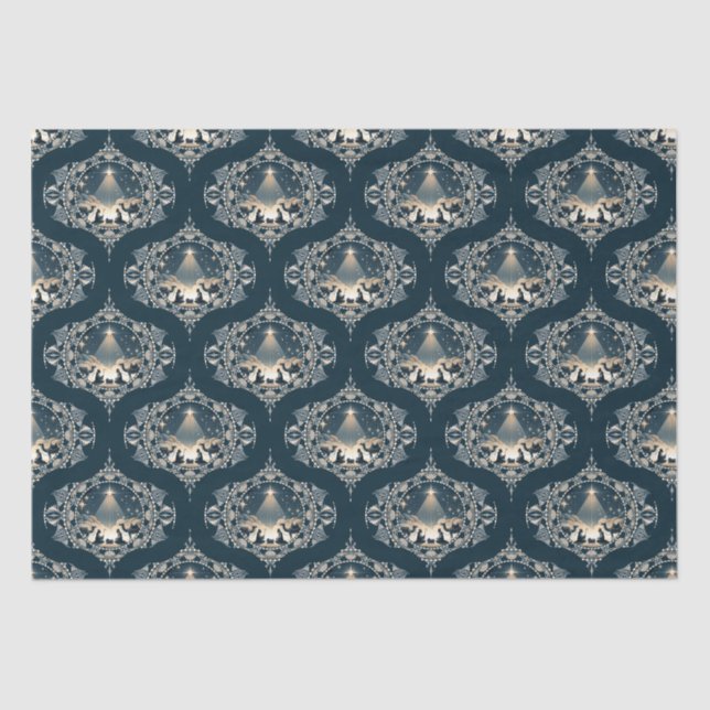 Nativity Star of Wonder Mandala Mid Century Ogee Tissue Paper (Front)