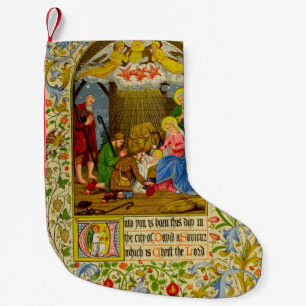 Nativity Unto you is born this day Small Christmas Stocking