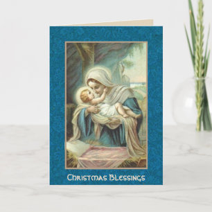 Nativity  Virgin Mary holding Baby Jesus Holiday Card